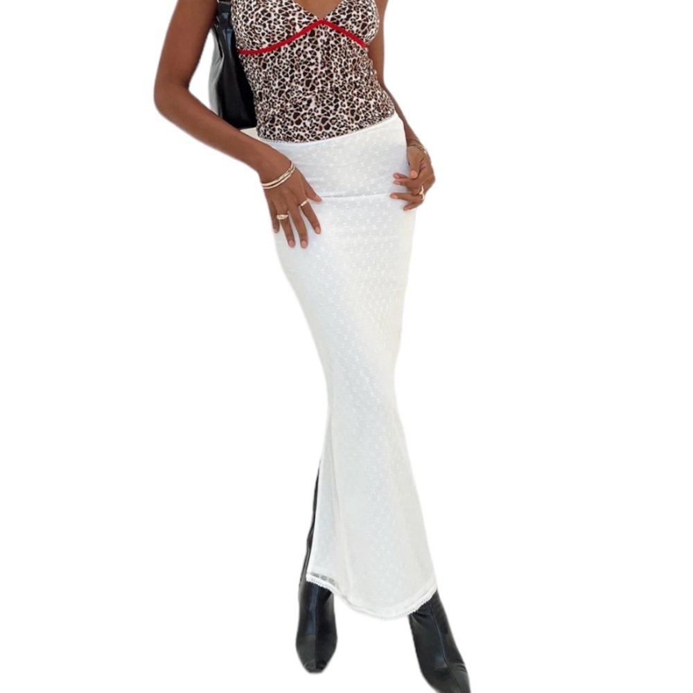 Princess Polly Bryleigh floral mesh maxi skirt w/ lace trim